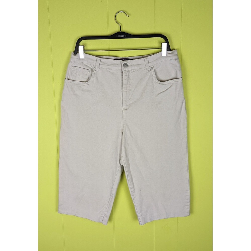 Gloria Vanderbilt Amanda Capri Womens 14 White Ivory Stretch Denim 15" Inseam